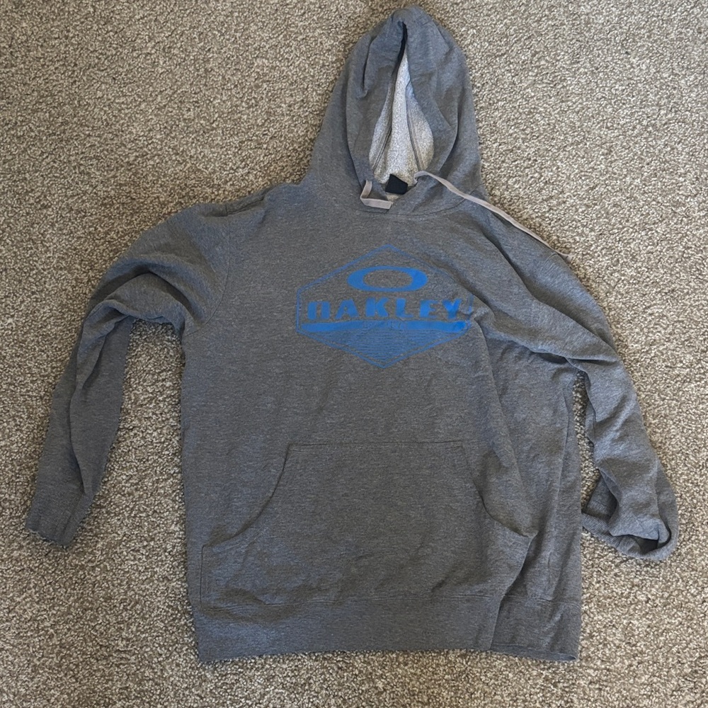 Oakley Blue Logo Gray Hoodie